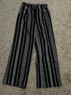 Joe B Black and White Vertical Stripe Pants